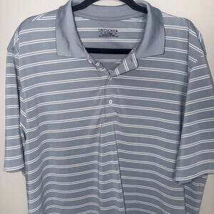 Untuckit Golf Polo Shirt Mens X-Large Grey White Striped Short Sleeve Stretch
